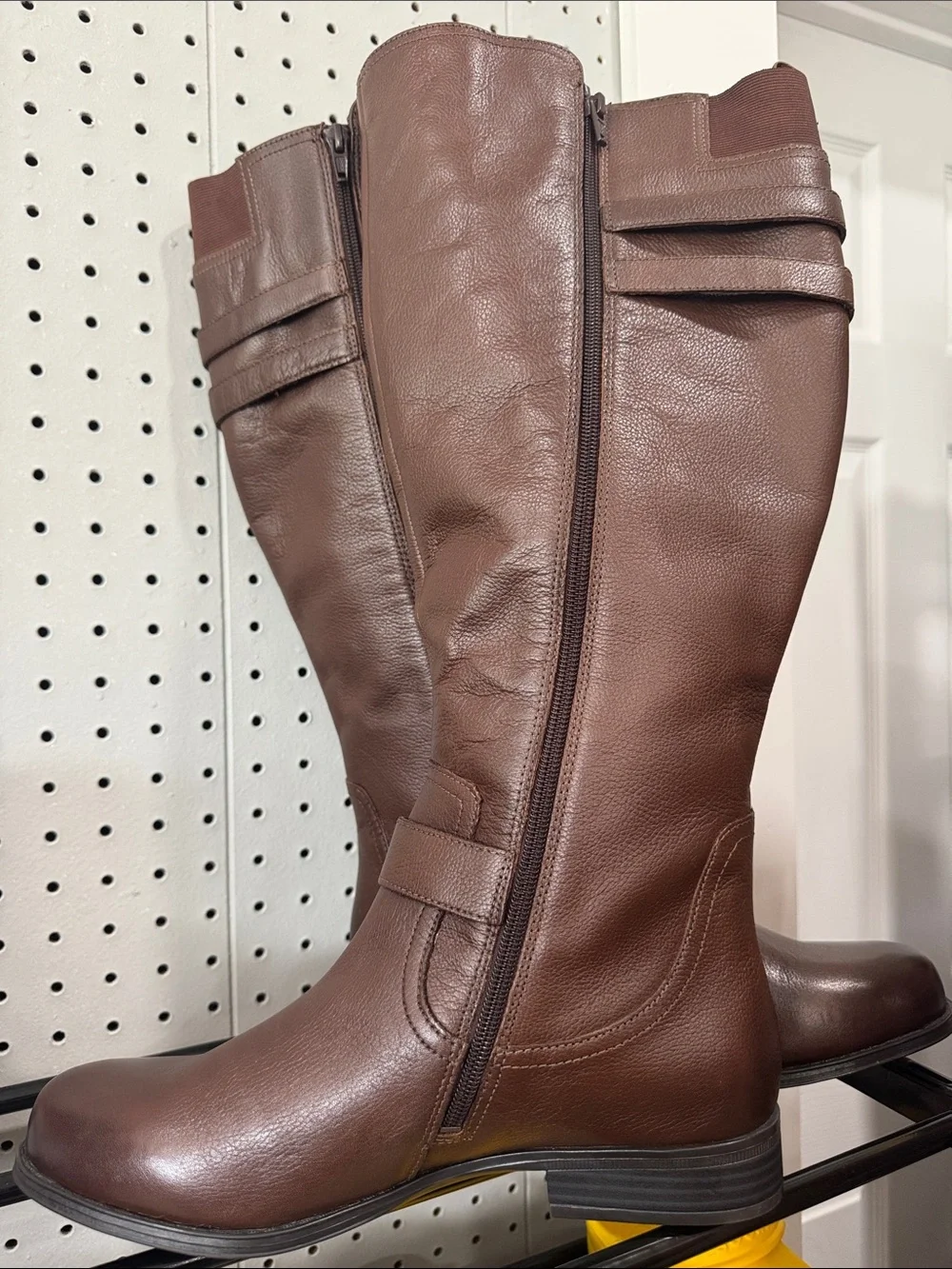 Naturalizer Brown Leather Tall Riding Boots with Buckle Detail